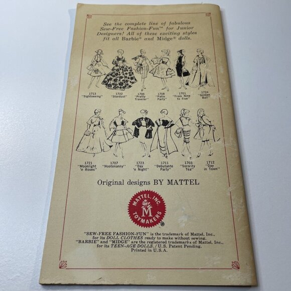 Barbie 1963 Sew-Free Fashion Fun Instructions By Mattel 1712 Day In Town  G59 - Picture 7 of 9